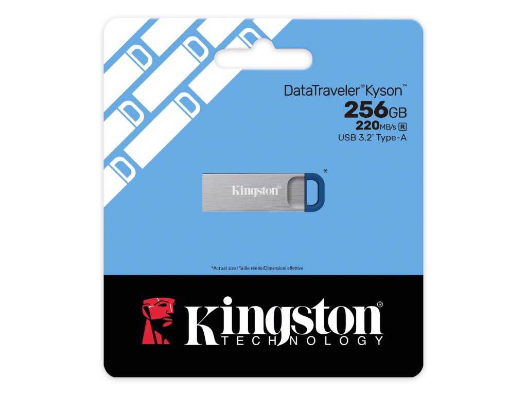 Kingston FD 256GB DTKN USB3.2 DataTraveler Kyson Stylish Capless Metal Case,220MB/s read